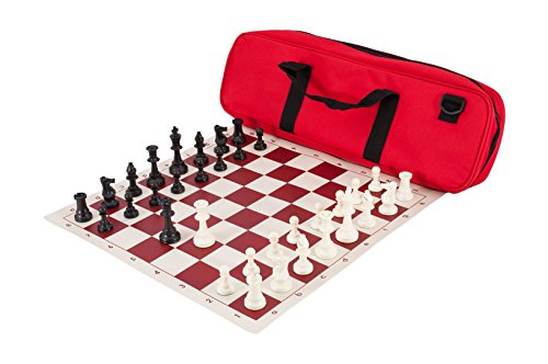 Deluxe Chess Set Combination - Triple Weighted - by US Chess Federation (Red) - color: Red
