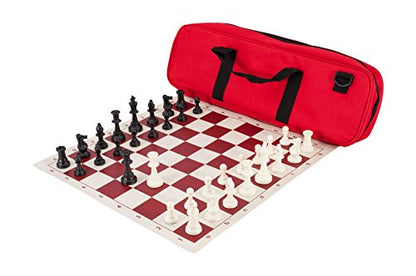 Deluxe Chess Set Combination - Triple Weighted - by US Chess Federation (Red) - color: Red