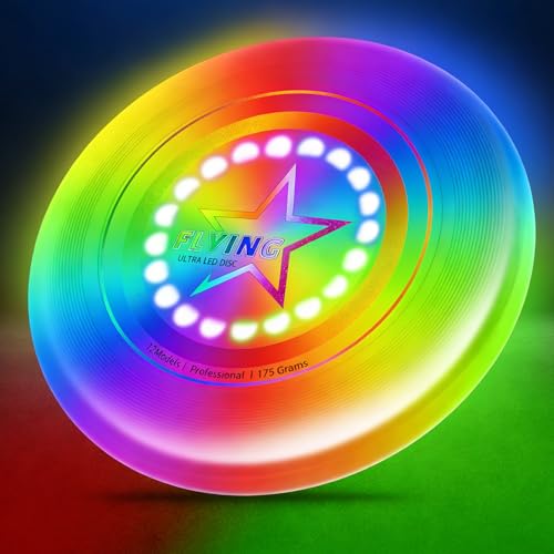 Dilabnba LED Flying Disc Toy for Lawn Game Beach Sand Backyard Outdoor Playing, Glow in The Dark Flying Ring Toass and Catch Camping Toy for Kids Adults Teen, Rechargeable, 175g - style: Set1