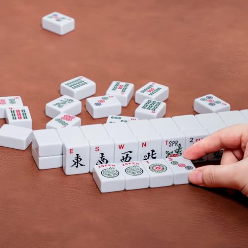 ZGME American Mahjong Set,166 Premium White Tiles with Soft Bag and Accessories,4 All-in-One Mahjong Racks with Pushers,Complete Western Mah Jongg,Mah-Jongg,Ma Jong Set - color: Blue