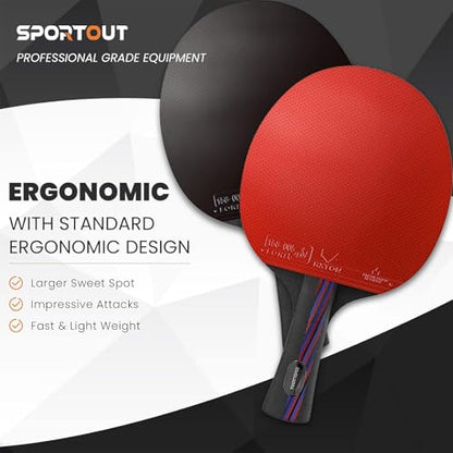 Sportout Ping Pong Paddles Sets-Portable Table Tennis Paddle withStorage Case Premium Table Tennis Racket for Indoor & Outdoor Games