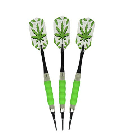 sure grip Viper Green Soft Tip Darts with Dart Case & Accessories Choice of Flights 16 or 18 Grams (Pot Leaves Slim, 18g)