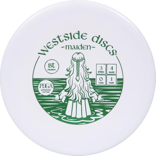 Westside Discs BT Medium Maiden Disc Golf Putter | Neutral Putt & Approach Disc | Grippy BT Medium Plastic | Straight Putting & Controlled Approach Shots | 170-176g - color: White