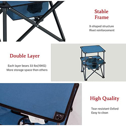 Folding Camping Table, Portable Outdoor Picnic Table, Lightweight Square Camp Table with Built-in 4 Cup Holders Food Basket and Travel Bag for Barbeque Beach Camping and Tailgate Blue - color: Blue