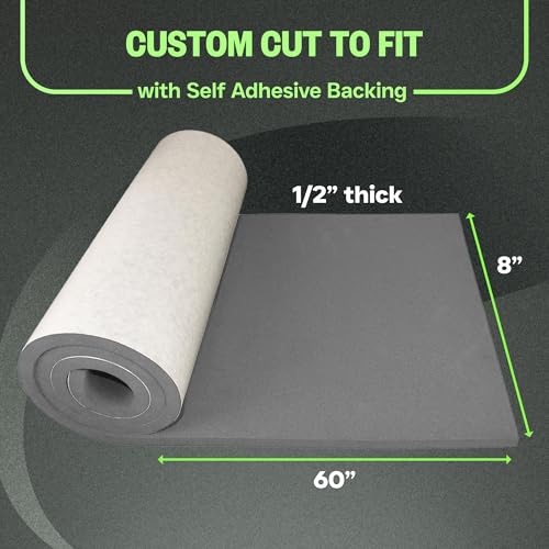 XCEL Marine Foam Roll with Self Adhesive - Gray, 60" x 8" x 1/2" Closed Cell Foam Rubber Water Resistant Padding Sheet - Home, Marine, Garage, Automotive, Crafts & Cosplay (Gray, 60" x 8" x 1/2") - color: Gray, size: 60" x 8" x 1/2"