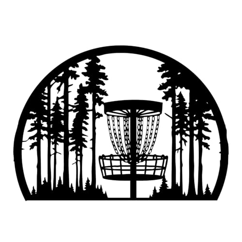 Disc Golf Basket Forest Metal Wall Art Metal Signs Metal Outdoor Decor WallArt Decor Rustic Modern Artwork Sculpture Elegant Home Decoration Living Room Office (Black,16 Inches)