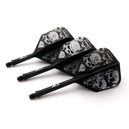CUESOUL 3 Sets Integrated Dart Shaft and Flights,Dart Shaft Length 21mm/28mm/33mm - color: Shaft Length 21mm+28mm+33mm-Big Wing Shape-White Skull