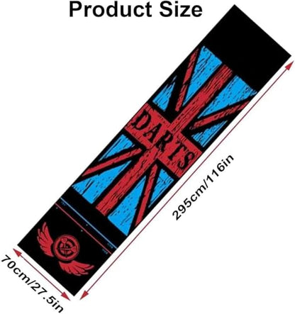 Darts Mat with Throw Line, Professional Dart Carpet, Heavy Duty Soundproof Flooring Protector, 116x27inch Non-Slip, Shock Absorbing, Rubber Material, for Home Pub Club