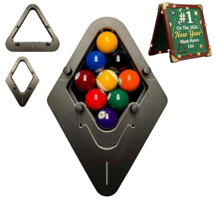 Professional Billiard Rack System - Heavy Duty Solid Wood Triangle/Diamond Pool Ball Racks for 8-Ball/9-Ball, Eliminates Gaps, Essential Billiards Accessories - color: 9-ball