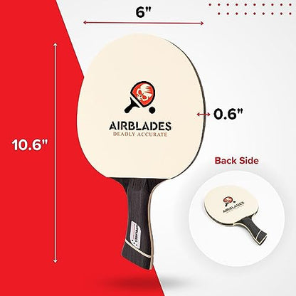 Professional Ping Pong Paddle with Hard Carry Case | Pro Table Tennis Racket | Table Tennis Paddle with Ergonomic Handle | 5 Blades of Wood with Premium Rubber and Sponge by AirBlades | Hard Carry Case - style: 3 Star Twin Pack