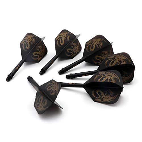 CUESOUL 6 Pieces ROST Integrated Dart Shaft and Flights - color: Shaft Length 28mm-Big Wing Shape-Black Dragon