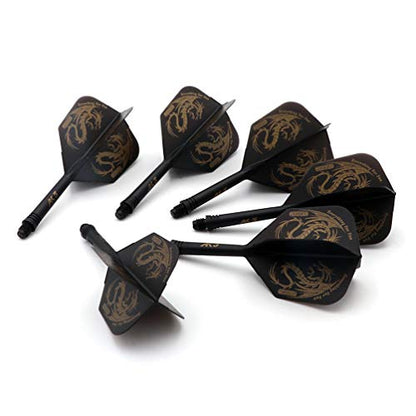 CUESOUL 6 Pieces ROST Integrated Dart Shaft and Flights - color: Shaft Length 28mm-Big Wing Shape-Black Dragon