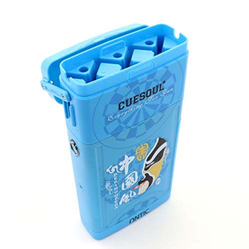 CUESOUL ANTIE Hard Dart Case with Peking Opera Mask Design and Dart Flights Case for Your Choice - color: Dart Case-Blue