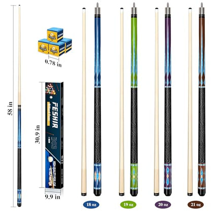 Pool Stick Set of 4,Pool Cues Sticks Made of Premium Maple Wood, Includes 4 Extra Billiard Chalk for Pool Cues, 58" Billiard House Bar Pool Cue Sticks for Professional Billiard Players - color: Pool cues-B03