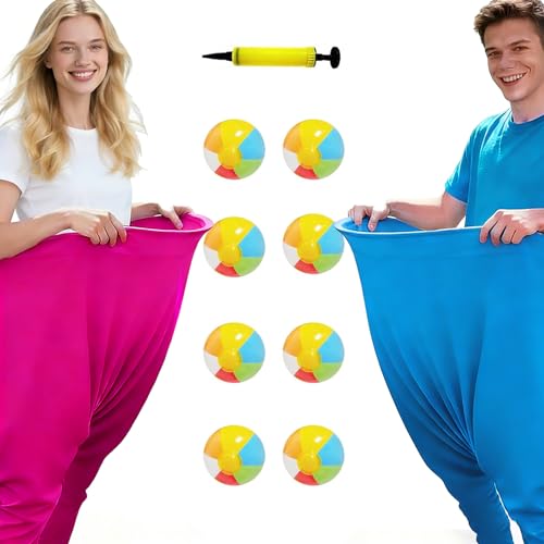 Granny Pants Yard Game, Granny Pants Outdoor Party Game Granny Pants Outdoor Game with Bouncy Balls and Pump Fun Family Reunion & Adult Yard Games for Groups - color: 2 Red+Blue