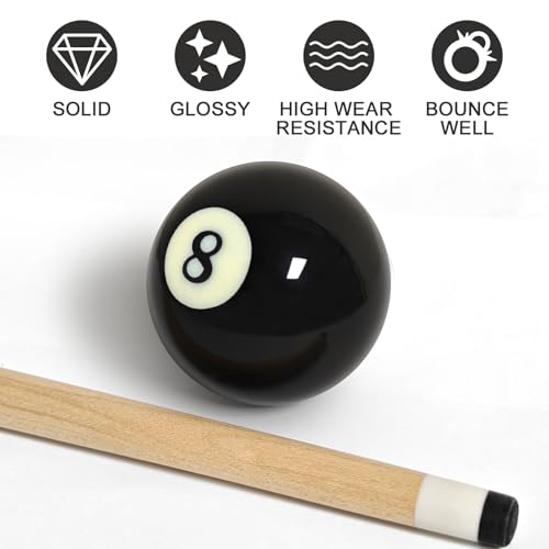 Replacement 8 Ball – Regulation 2-1/4" Resin Billiard Ball, Precision Weighted, Single Black Pool Ball for American Tables