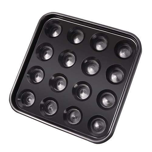 GSE Games & Sports Expert Black Plastic Pool Ball Carrying Tray, Billiard Ball Storage Tray for 16 Balls Full Set Regulation Size Billiard Balls