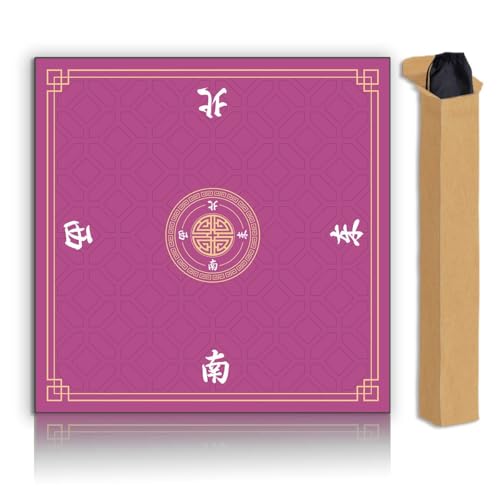 Mahjong Mat, Non-Slip Noise Reducing Game Mat, 31.5 Inch Mahjong Table Mat,Mahjong Mat with Cloth Bag and Carton Storage,Suitable for Mahjong, Dominoes, Solitaire and Other Games. (Pink) - color: Pink