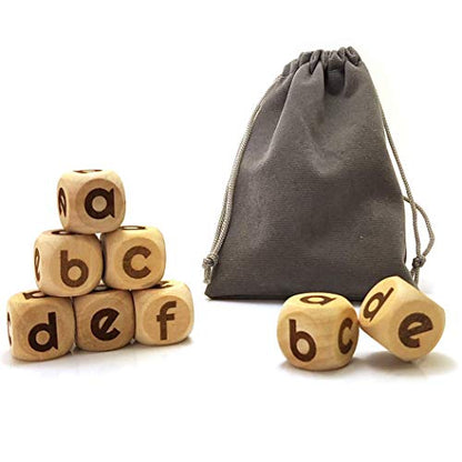 Creative Game Dice Set (8Pcs Identical Dices), 20MM Six Sided Square Wooden English Letter Pattern Rolling Dices for Party Gaming Favors (M2) - size: 8PCS(M2)