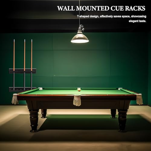 DOITOOL Solid Wood Billiard Cue Wall Rack 6-hole Pool Stick Holder Wall-mounted Cue Storage Organizer for Indoor Recreation Room