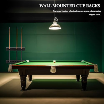 DOITOOL Solid Wood Billiard Cue Wall Rack 6-hole Pool Stick Holder Wall-mounted Cue Storage Organizer for Indoor Recreation Room