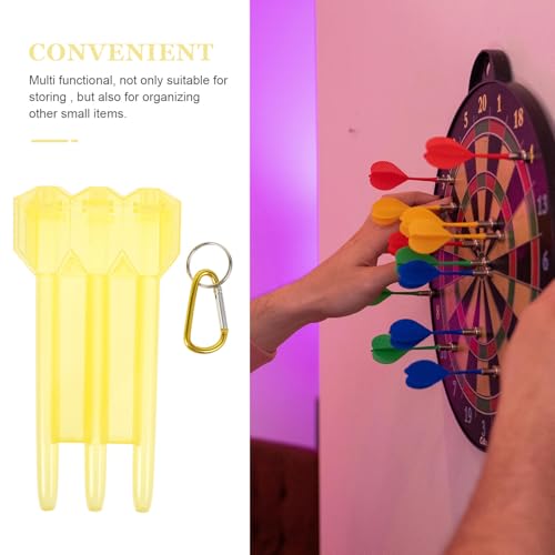 FOMIYES Hard Case Darts Carrying Case with Lockable Yellow Plastic Shell and Carabiner, Lightweight Wear-resistant Darts Storage Box for Outdoor and Indoor Use
