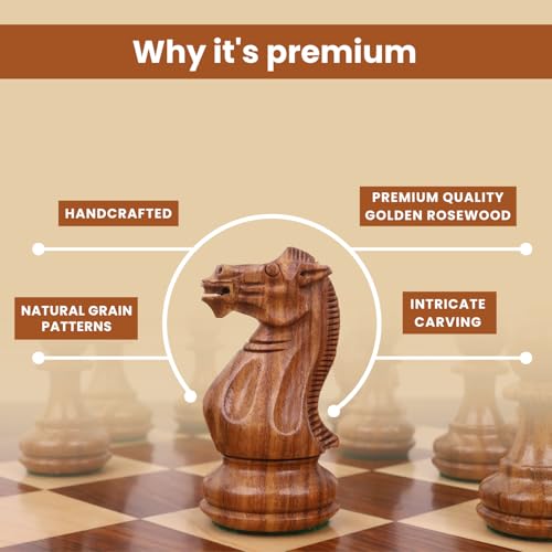 Royal Chess Mall Professional Staunton Chess Pieces Only Chess Set, Golden Rosewood and Boxwood Wooden Chess Set, 4.1-in King, Tournament Chess Set, Weighted Chess Pieces (3.4 lbs) - style: Golden Rosewood