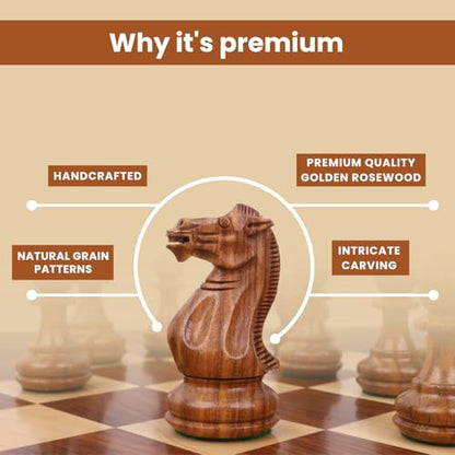 Royal Chess Mall Professional Staunton Chess Pieces Only Chess Set, Golden Rosewood and Boxwood Wooden Chess Set, 4.1-in King, Tournament Chess Set, Weighted Chess Pieces (3.4 lbs) - style: Golden Rosewood