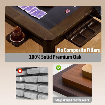 Solid Wood Board Game Coffee Table with Removable Top, 3-in-1 Gaming and Dining Table Includes Play Mat & Detachable Cup Holders, 48" L x 33" W - color: Black Walnut01