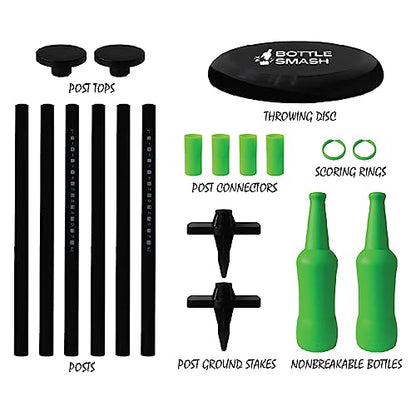 Grip Bottle Smash Disc Toss Game - Outdoor Activity - Indestructible Plastic Bottles