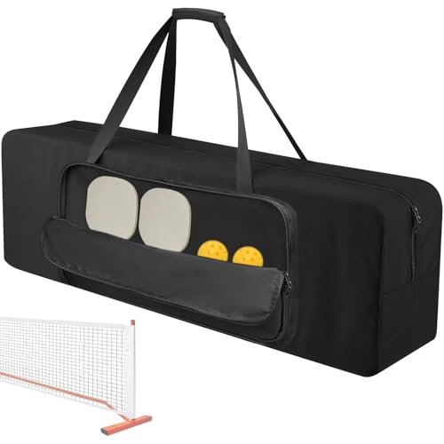 Pickleball Net Set Replacement Bag, [Thick Fabric+Front Pocket] Portable Pickle Ball Carrying Case For Badminton Net | Heavy-Duty Water-Resistant Storage Bag| With Sturdy Handle, Black