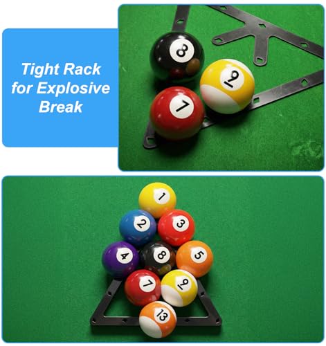 6 Pack Pool Rack Set, Black PET Magic Rack 8 9 10 Pool Ball Billiard Triangle Racks Holder for 8-Ball, 9-Ball & 10-Ball Games (Ball-Rack Sheet)