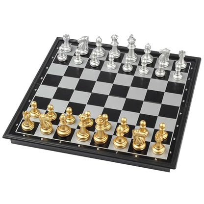 Travel Chess Set Magnetic Vikutu 9.7 Inches Portable Small Folding Chess Board (Medium) - size: Medium
