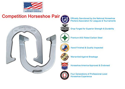 Competition Tournament Pitching Horseshoes - NHPA Sanctioned for Tournament & League Play - Drop Forged Construction - One Pair (2 Shoes)