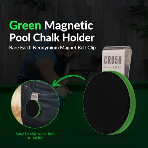 Ultra-Grip Magnetic Chalk Holder Clip - Neodymium Belt Clip for Secure Cue Chalk, Pool Stick Chalk Holder, Ideal for Billiards & Pool Accessories, Cue Stick Magnetic - color: Green