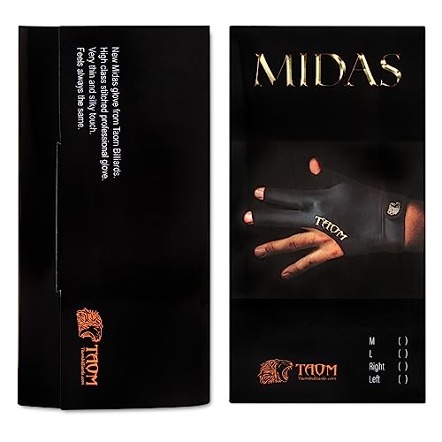 TAOM Midas Ultra Silky Thin Billiards Pool Cue Gloves Left Bridge Glove for Right Handed Player Size Large (L)