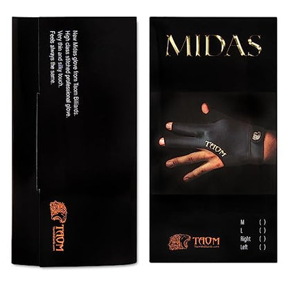 TAOM Midas Ultra Silky Thin Billiards Pool Cue Gloves Left Bridge Glove for Right Handed Player Size Large (L)