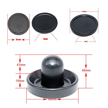 Air Hockey Paddles and Pucks, Goal Handles Replacement Accessories for Game Tables (4 Striker 96mm with Pads, 8 Pucks 64mm Thick and Thin)