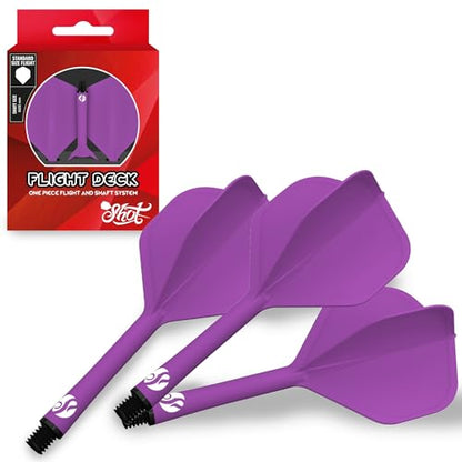 Shot! Darts Flight Deck One Piece Dart Flight and Shaft System, Reduced Deflections, Standard Shaped Flight (350 Micron) Available in Set of 3 - color: Purple, size: Inbetween