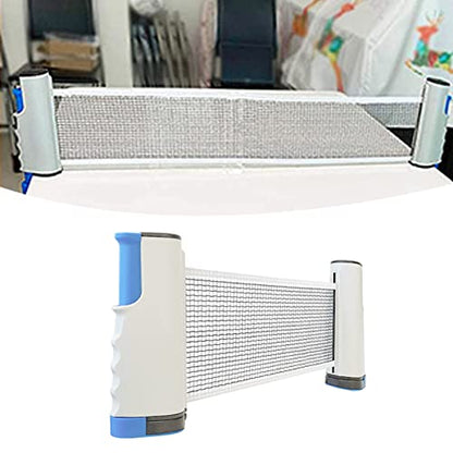 Generic Portable Table Tennis Net, Retractable Net with Adjustable Length Spring Clamp for Tables Up to 66.9in Wide 2.0in Thick, Grey Blue