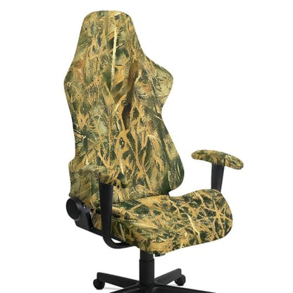Hunting Camo Gaming Chair Cover Cat Scratch Proof 4 Piece Non Slip Stretchable Elastic Computer Reclining Gaming Chair Seat Cover with Armrest Covers Breathable Swivel Armchair Slipcover - color: Forest Hunting Camo