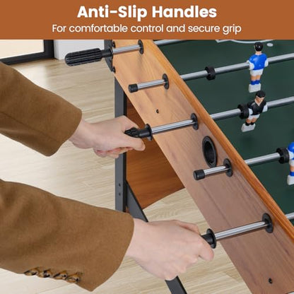 Goplus Foosball Table, 47" Competition Full Size Soccer Game Table with 22 Players, 2 Balls, Home Arcade Football Table Set for Adults, Family Nights, Game Rooms, Parties - color: Natural