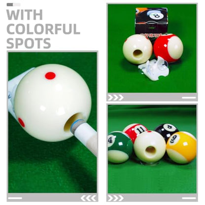 Yardwe Training Pool Cue Ball with Dots Pattern 16mm Inner Hole Billiard Ball for Cue Stick Practice Billiard Training Tool for Precision and Aiming in Home and Club Use