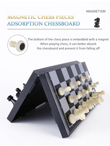 Chess Sets Magnetic Board Games - 11.8 Inches Travel Chess Board, Foldable & Portable Gifts Classic 2-Player Strategy Family Games Educational Toys for Teens and Adults - color: Black&white, style: Large / 11.8Inch