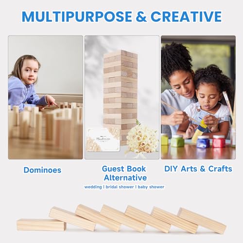 PetGirl Giant Tumble Tower 54PCS - Jumbo Wooden Stacking Game Over 4 FT for Kids Adults Family, Premium Pine Outdoor Yard Game for BBQ, Party, Camping