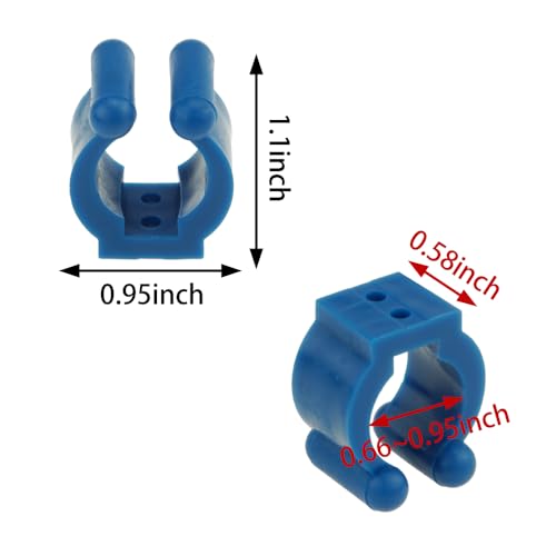 12 PCS Fishing Rod Clips, Wall Mount Fishing Pole Holder Clips for 0.66" to 0.95" Poles, Pool Cue Holder Storage Rack Replacement (Blue) - color: Blue