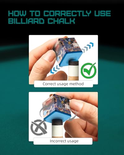 KONLLEN Billiard Chalk, Nano High Grip Pool Cue Chalk, Low Dust, Long Lasting, Fewer Miscues, Enhanced Spin Control, Professional Chalk for Pool Cue Tips (S/M/H) - color: 005 M Blue