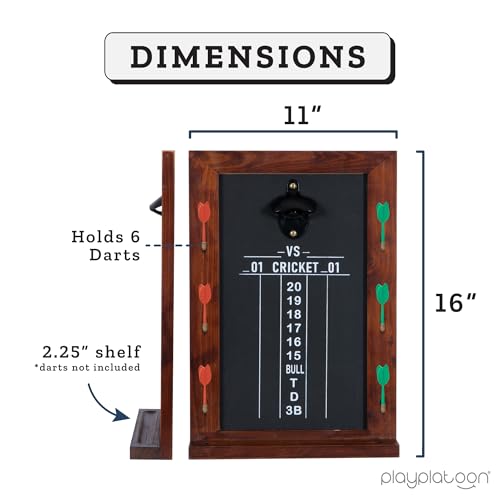 Play Platoon Dart Scoreboard & Darts Holder Wall Mount - Wood Score Board, Professional Darts Accessories, Dart Holder - size: 16 x 11 inch, style: Chalkboard