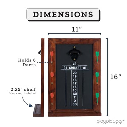 Play Platoon Dart Scoreboard & Darts Holder Wall Mount - Wood Score Board, Professional Darts Accessories, Dart Holder - size: 16 x 11 inch, style: Chalkboard