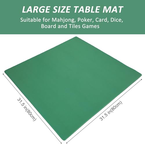 Mahjong Mat with 3 Dice, Anti Slip and Noise Reduction Table Cover for Mahjong, Poker, Card, Board & Tile Games (Green, 31.5 inches) - color: Green